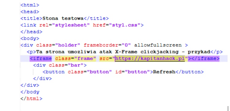 Clikckjacking - kod