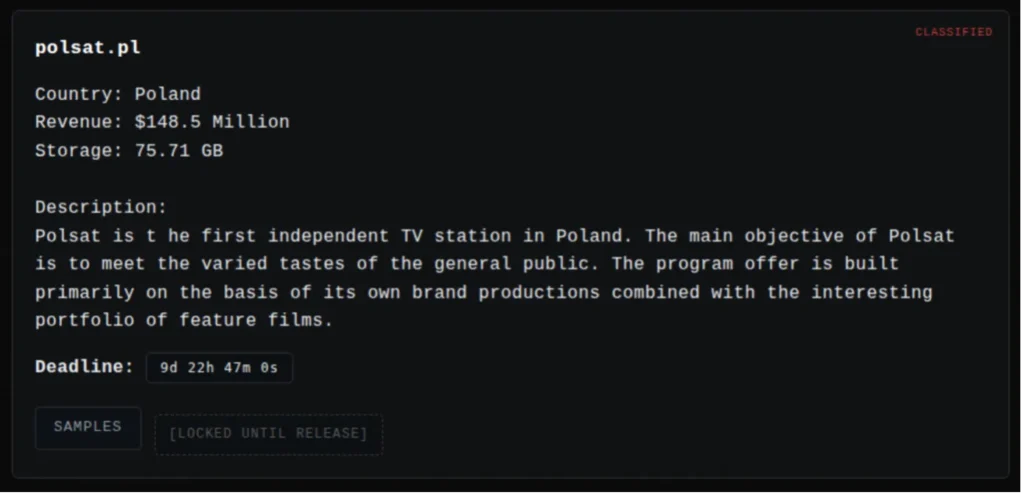 Grupa ransomware ALP-001 twierdzi, iż zaatakowała Polsat